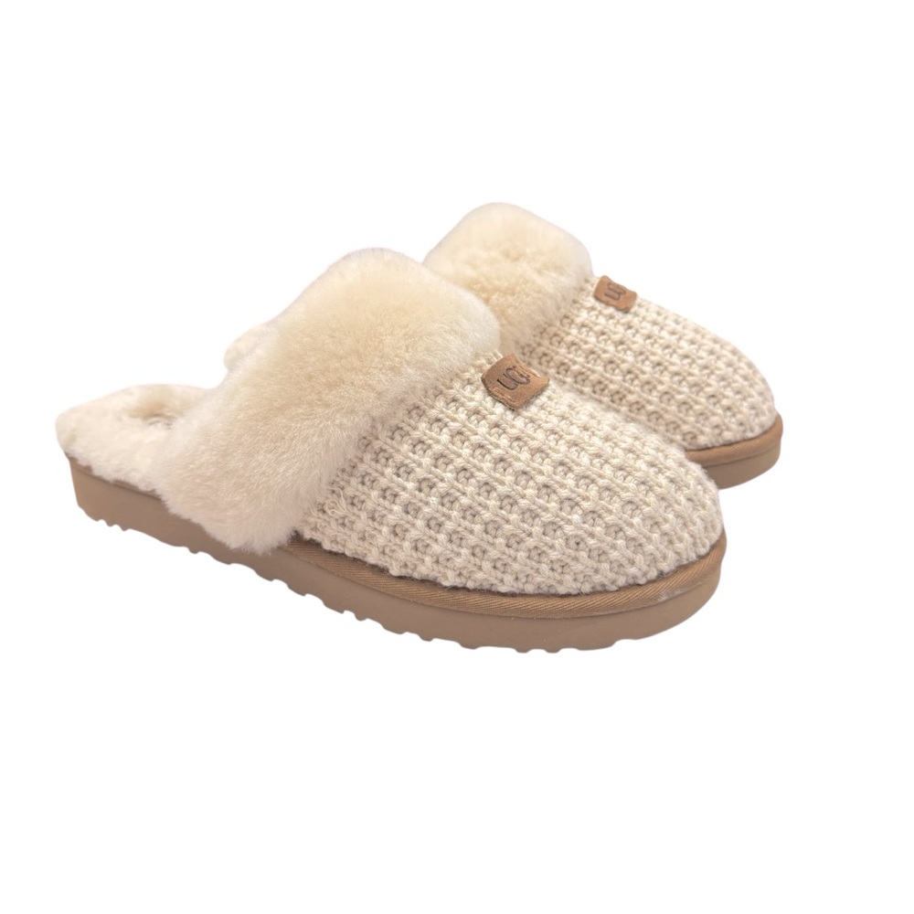 UGG® Women's Cream Cozy Knit Shearling Mule Slippers size 12 - Picture 3 of 11